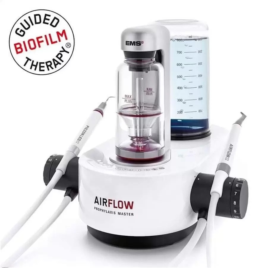 The image shows a medical device, specifically an airflow machine, which appears to be a piece of equipment used for therapy or treatment, possibly related to biology or pharmacology, with accompanying text indicating it s a guided biology film and an airflow master.